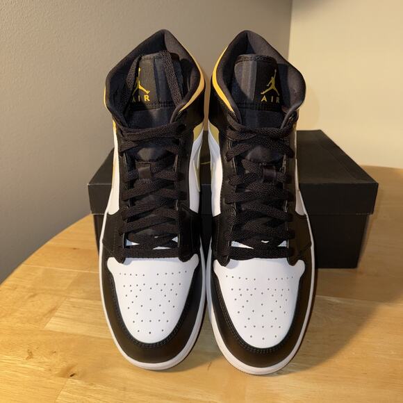 Jordan Air Jordan 1 Mid Black White University Gold Leather 554724-177 Men 14 main image 10